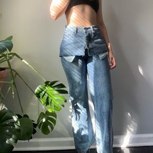 Straight Jeans with skirt on top